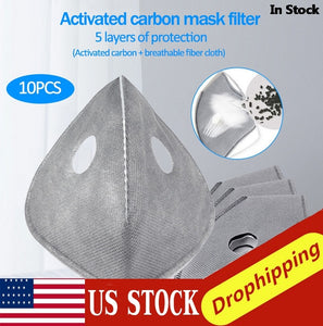 Fast Shipping 10pcs 4/5 layers Activated Carbon Anti Dust Mouth KN95 Face Mask