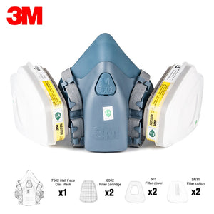 3M 7502 Painting Spraying Gas Mask Chemcial Safety Work